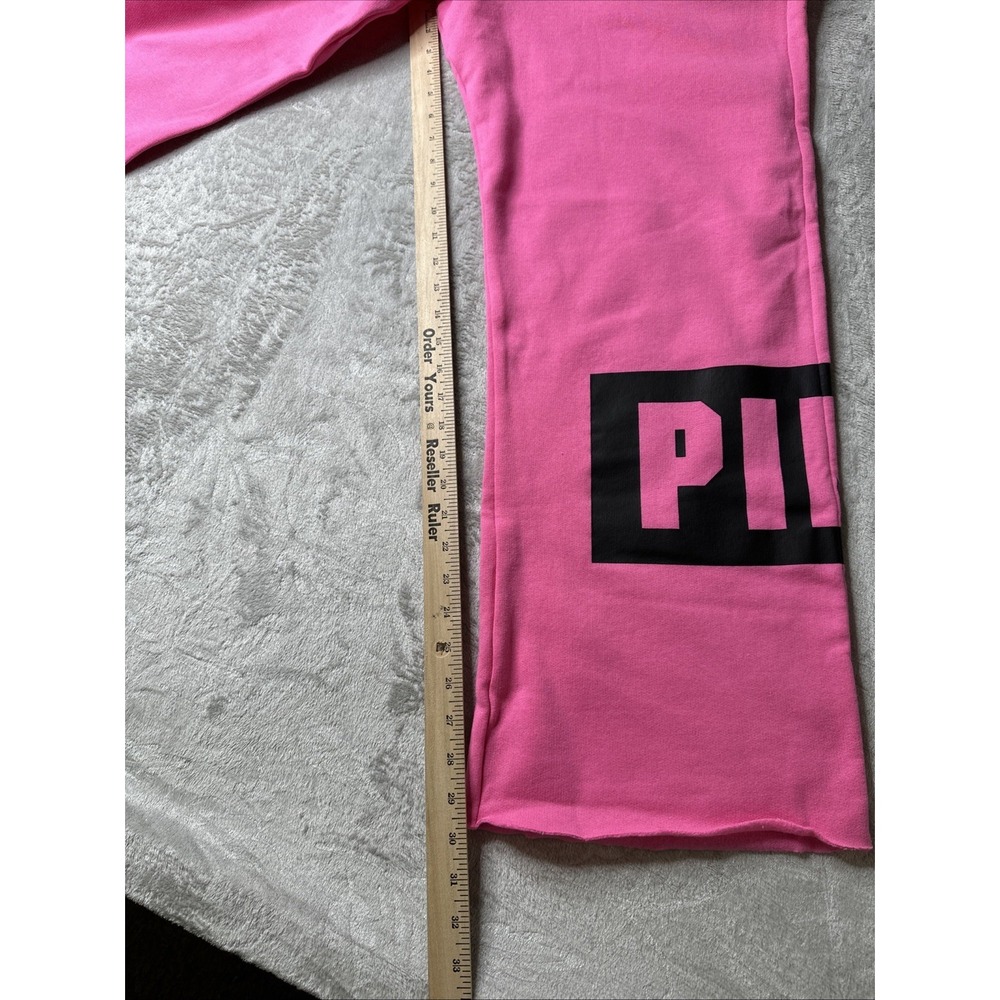 PINK VICTORIA'S SECRET FLEECE BOYFRIEND WIDE LEG SWEATPANTS Sz L Regular NWT - Picture 7 of 8